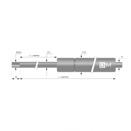 Muelle de gas de acero inoxidable 8-18 (L365 - C160 - 50N)